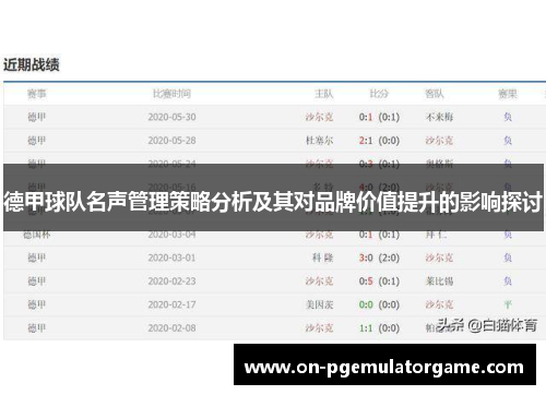 德甲球队名声管理策略分析及其对品牌价值提升的影响探讨