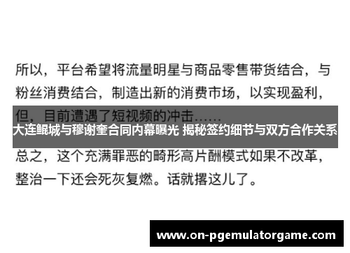 大连鲲城与穆谢奎合同内幕曝光 揭秘签约细节与双方合作关系