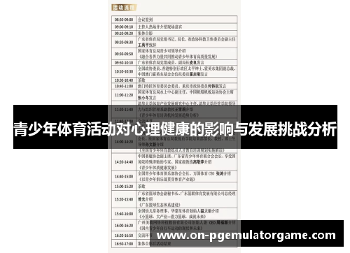 青少年体育活动对心理健康的影响与发展挑战分析